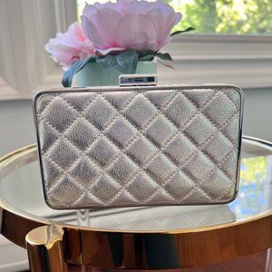 Michael Kors Elsie Silver Quilted Box Clutch